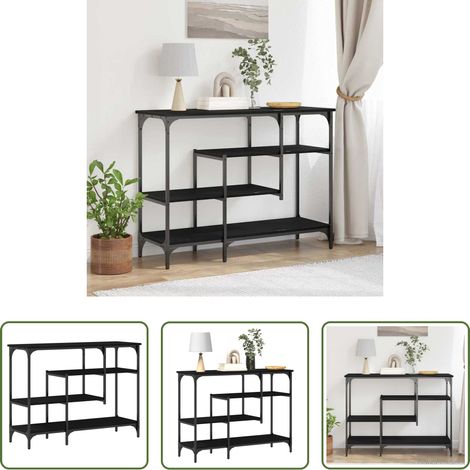Étagère -  Table Console avec étagère Chêne noir 100 x 35 x 75 cm (1/5)