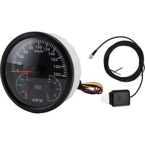 Compteur de vitesse GPS 3 en 1 110 mm, odomètre avec voltmètre, jauge de niveau de carburant, clignotant 200 km/h pour camping-car, yacht, camion, rétroéclairage rouge, cadran noir, lunette CXA091B (1/5)