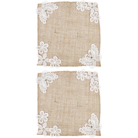 Lot de 2 sets de table en lin beige, compatibles avec une décoration de mariage. (1/5)