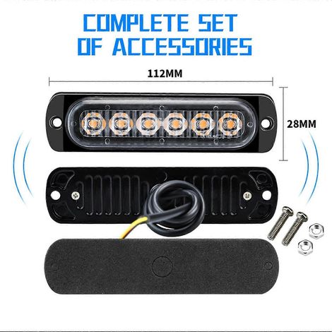 Feux de signalisation clignotants à LED 12-24 V, feux de signalisation et d'urgence, barre lumineuse de signalisation pour voitures
