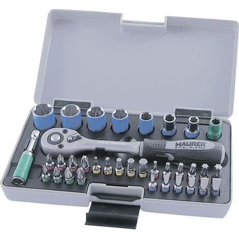 Accessoires et embouts pour douilles 1/4" - Coffret de 35 pièces 97666 MAURER PLUS (1/3)