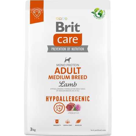 Croquettes hypoallergéniques BRIT Care Agneau pour chiens adultes de race moyenne - 3 kg