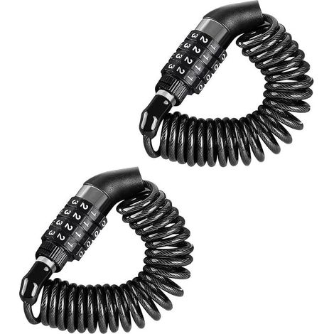 2 Pièces Antivol Velo, (Noir)Cadenas Velo Avec Serrure à Combinaison à 4 Chiffres, 140 CM Long Câble Antivol, Chaine Antivol Moto, pour Vélos, Motos, Poussettes, Casques (1/5)