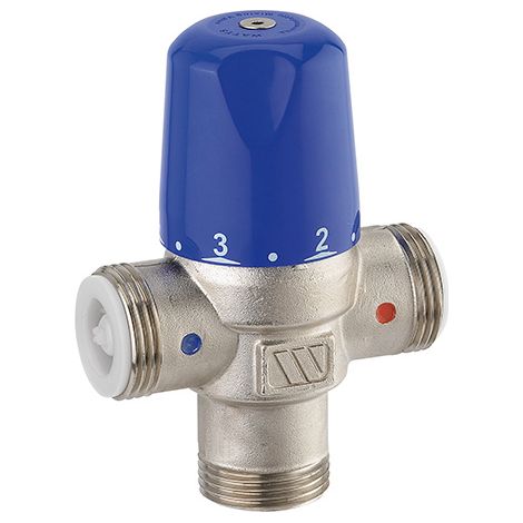 Watts – Mitigeur thermostatique compact 3/4" nickelé Mâle DN 20 – Blocage de température – Clapets anti-retour – Débit 57 l/min à 3 bar (1/5)