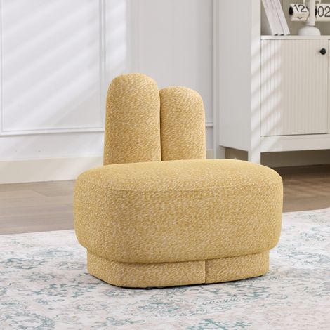 Fauteuil Relax avec Oreilles de Lapin en Tissu, Siège Confortable avec Coussin Fixe et Design Mignon pour Salon - Jaune