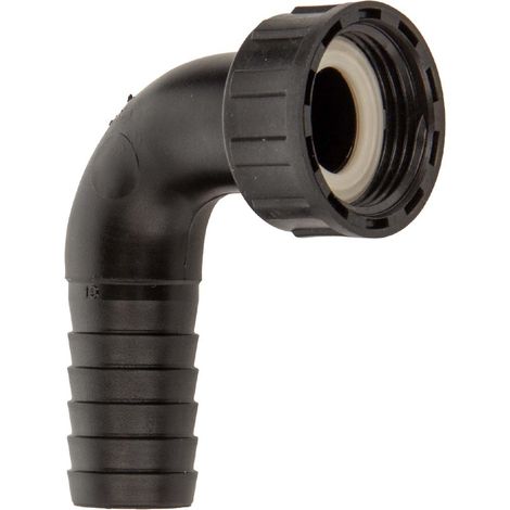 tecuro 90° Winkel-Schlauchtülle Ø 19 mm x 3/4 Zoll ÜWM mit EPDM-Flachdichtung, PP-schwarz (1/5)