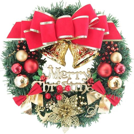 12 Nœuds décoratifs, Tissu floqué, Rouge, 30 cm, Sapin de Noël, Mariage, Jardin (1/5)