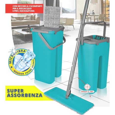 MAURY'S FLAT MOP LAVAPAVIMENTI AUTOMATICO E SALVASPAZIO COLORE ASSORTITO