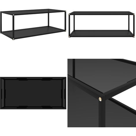 322898  Coffee Table Black 100x50x35 cm Tempered Glass - Table Basse Contemporaine - Table Basse En Verre Trempé - Table Basse Deux Niveaux - Meuble Salle Séjour - Mobilier Moderne - Home & Living (1/5)