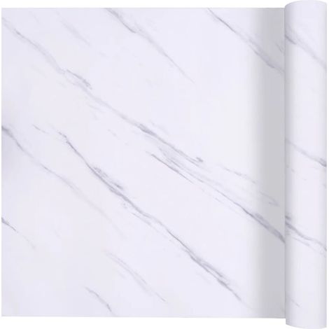 Papier adhésif effet marbre blanc imperméable, autocollant, pour plan de travail de cuisine ou placard