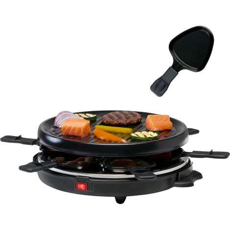 alpina Griglia per raclette, 800 W, set gourmet per 8 persone, con piastra rimovibile (1/5)