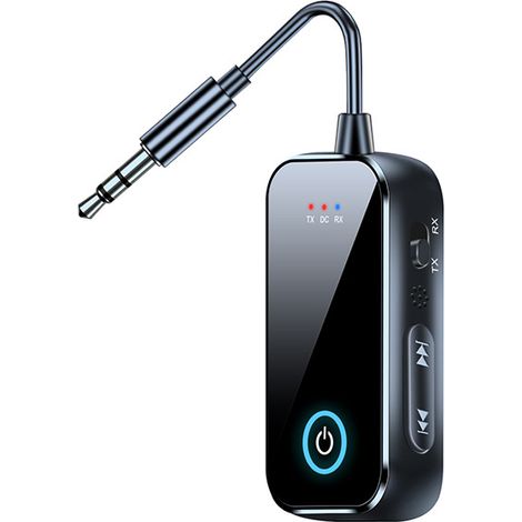 Transmetteur Récepteur Bluetooth - Version 5.4 - Mode TX RX - Pour TV Stéréo Voiture Avion - Entrée AUX RCA - Sortie 3.5 mm - Autonomie 15 h - 1 Pièce (1/5)