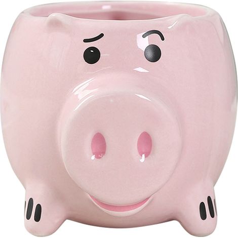 Tasse à Café en Céramique, Grande Ouverture Cochon Mignon, Verre à Eau avec Anse pour Maison Bureau, Rose (1/5)