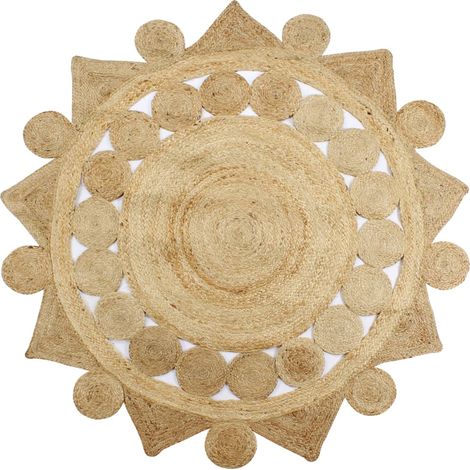 Tapis tressé en jute fait main, 90 cm