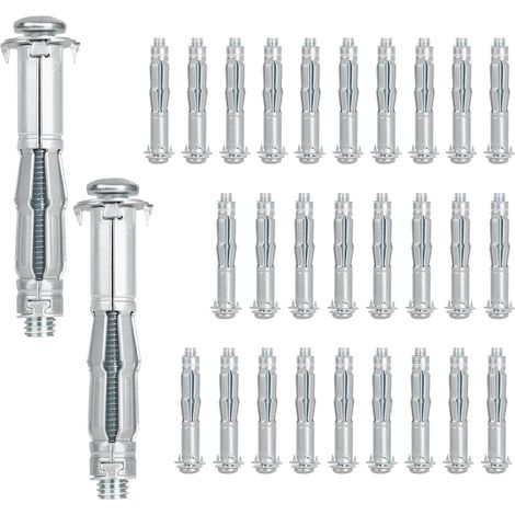 Lot de 30 chevilles M8 x 65 mm galvanisées pour murs creux - Chevilles à expansion avec vis - Chevilles auto-perceuses pour plaques de plâtre - Pour fixation dans les plaques de plâtre (1/5)