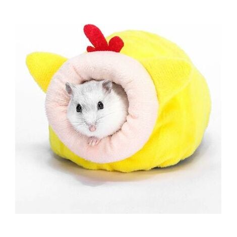 Hamster Small Cotton Nest Winter Sleep Nest House Cotton Rabbit Nest Winter Warm Cotton Sleeping Nest for Small Animal Mini Hedgehog, Yellow (1/4)