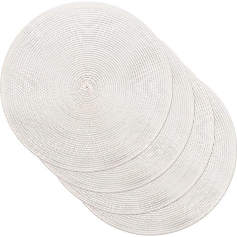 Lot de 4 Sets de Table, crème, Ronds, pour Salle à Manger, Dessous de Plat, tissés, qualité Alimentaire, 38 cm (1/5)