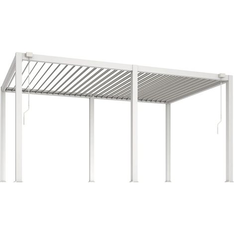 Pergola bioclimatique autoportante en aluminium avec lames orientables - 15 m² - blanc - AMALFI (1/5)