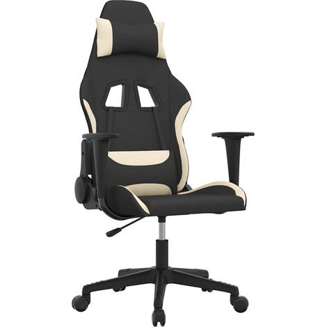 Maison Exclusive - Sedia da Gaming Nero e Crema in Tessuto (1/5)