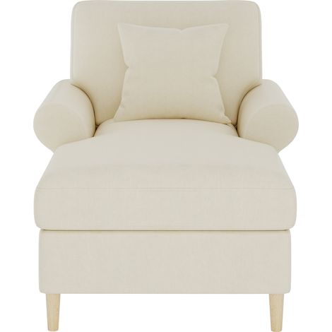 Fauteuil relax pliant en velours beige avec coussin, 133x87x90 cm, charge 150 kg (1/5)