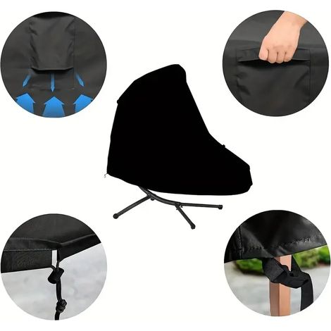 (Noir, 185×116×198cm) Housse de chaise suspendue, convient aux chaises berçantes, protection UV, coupe-vent. (1/5)
