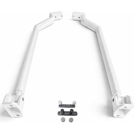 Lot de bras d'auvent à point droit 100 cm Bras pour mur, fenêtre, balcon, extérieur Remplacement résistant Auvent en aluminium laqué haute durabilité 100 cm, blanc (1/5)