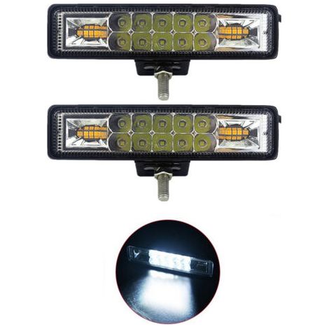 Lampe de travail,2Pcs LED Pods Barre Lumineuse 48W LED Barre Lumineuse de Travail Conduite Antibrouillard Imperméable Inondation et Spot Combo Faisceau pour Camions Hors Route ATV UTV,Lumière blanche (1/4)