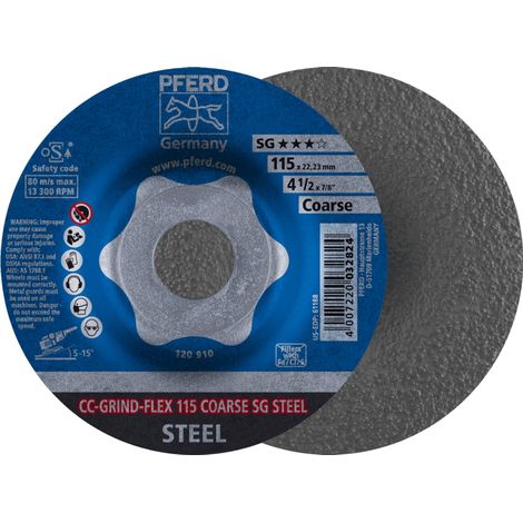 PFERD TOOLS CC-GRIND FLEX Schleifscheibe 115x22,23 mm COARSE Leistungslinie SG STEEL für Stahl 10 Stk (1/5)