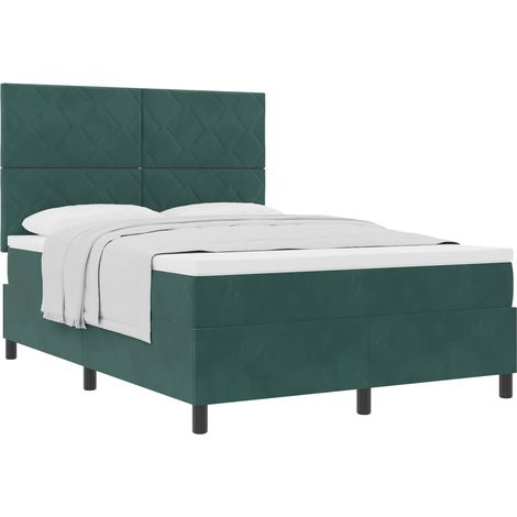 Maison Exclusive - Letto a molle con materasso Verde Scuro 140 x 190 cm Velluto