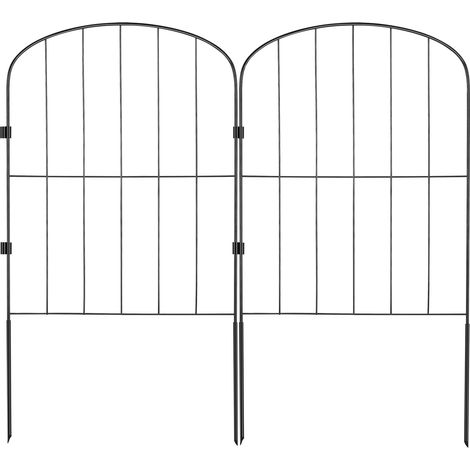 Mophorn-Gartenzaun, 61 x 3,3 m, Tierbarriere, Metall-Hundezaun mit 5,1 cm Abstand zwischen den Stacheln, dekorativer Zaun für Hof und Terrasse, 10er-Pack