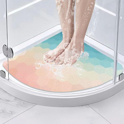 Tapis de douche d'angle 60x60 cm, antidérapant, séchage rapide, PVC (1/5)