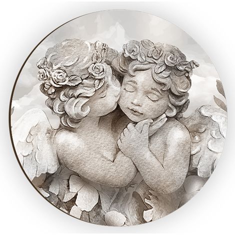 Lupia - Calamita, MAGNETI in Legno Set da 24 PEZZI D.4,5 cm ANGELS IN FLOWERS MIX decorazione stampata, segnaposto ricordino regalo, bomboniera confettata, pensierino anniversario, Matrimonio evento (1/4)