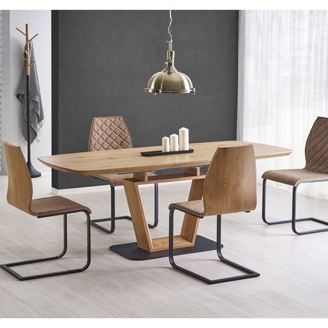 Table design originale bois et métal 160/220x90cm Banff (1/5)