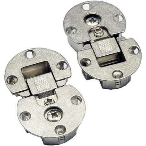 Lot de 2 charnières pliantes dissimulées réglables à 90 degrés pour meubles - Charnières semi-circulaires - Charnières de table en bois - Charnières rondes argent， (1/5)