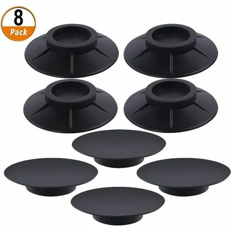 Lot de 8 tampons anti-vibrations pour lave-linge en caoutchouc pour lave-linge séchant à tambour (10 cm, noir) (1/5)