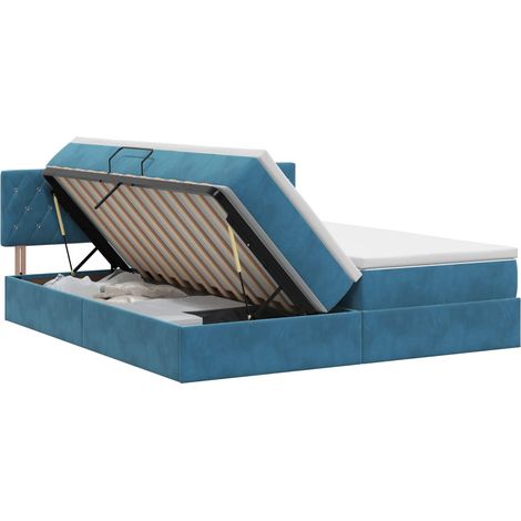 Cama con almacenamiento con cabecera 2 uds. Azul Oscuro vidaXL (1/5)
