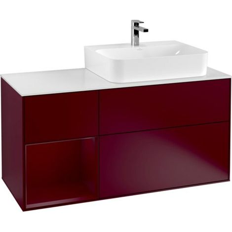 V&B Waschtischunterschrank Abdeckplatte Gl. wh. m Finion 120cm, Regal links Peony, Peony Matt (1/2)