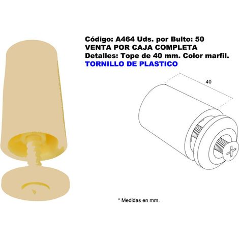 Tendina Superiore da 40 mm con Vite in Plastica Colore Avorio A464