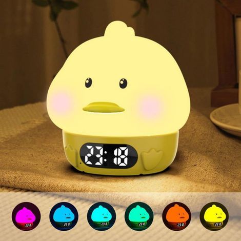Reveil Lumineux - Veilleuse Canard Enfant - Horloge Numérique Rechargeable avec Double Alarme et Minuterie - 1 Pièce (1/5)