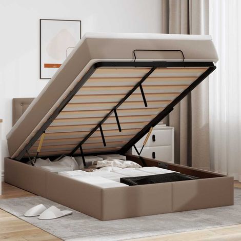 VidaXL Cadre de lit ottoman et matelas cappuccino 120x190cm similicuir (1/5)