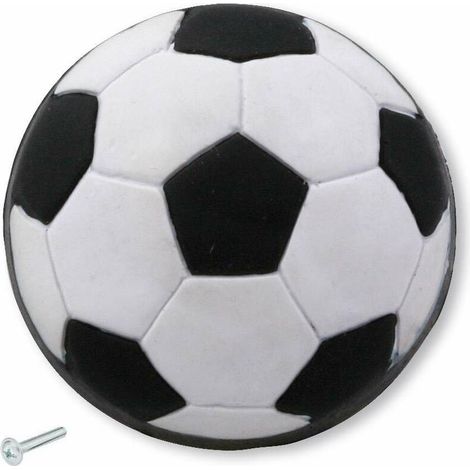 Bouton de meuble plastique motif ballon de football diamètre 40mm hauteur 28mm avec vis Porte Poignée Commode Etagère Cuisine Salle de Bain Chambre Enfant Fille Garçon Armoire (1/3)