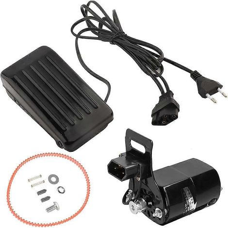 Fußpedalmotor für antike Nähmaschinen mit Kohlebürstenriemensatz und europäischem Stecker (1/5)