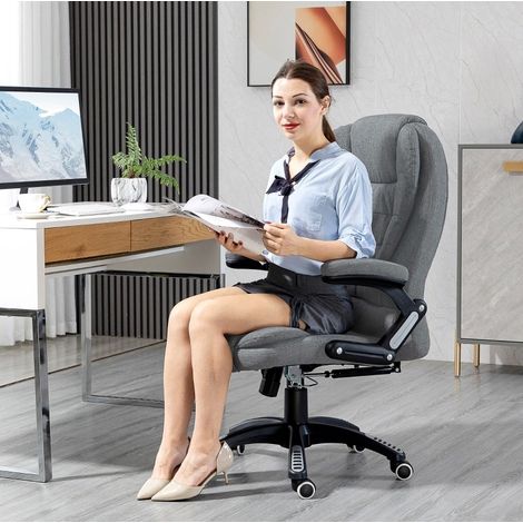 Sedia massaggiante ergonomica in poliestere grigio scuro OKMYHOME (1/4)