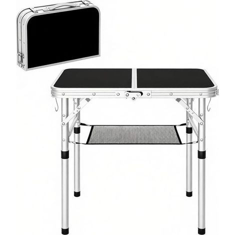 Tavolo pieghevole da campeggio multifunzione regolabile in altezza 60x40 cm nero (1/5)