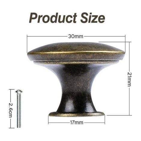 Lot de 10 boutons d'armoire vintage chic,Poignées de placard de cuisine de style antique,30 mm, Bronze