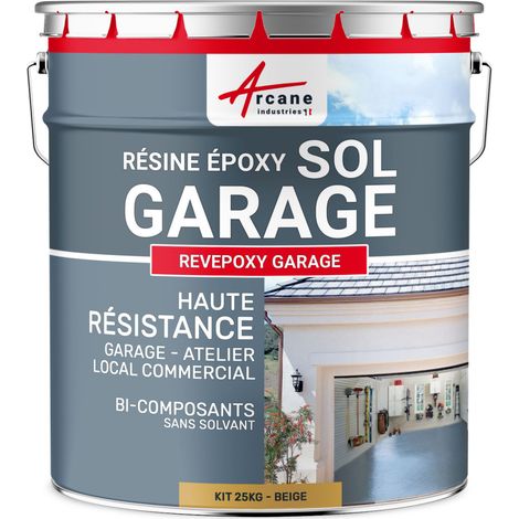 Peinture epoxy, garage, sol, atelier, local, commercial, magasin : Revepoxy garage - 25 kg (jusqu'à 80 m² en 2 couches) Beige - RAL 1001 - ARCANE INDUSTRIES (1/5)