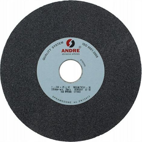 Disco abrasivo plano Andre de 200 mm x 25 mm x 32 mm, 98C60K7VC01-35, negro, "TIPO 1"
