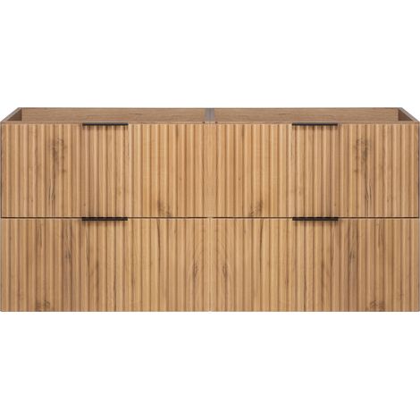 Meuble salle de bain, Chêne Craft + poignée noire, 120 (2 x 60 cm) x 57 x 46 cm (1/5)