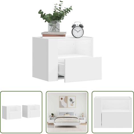 vidaXL Holzwerkstoff - Wand-Nachttische 2 Stk. Weiß 45x30x35 cm (1/5)