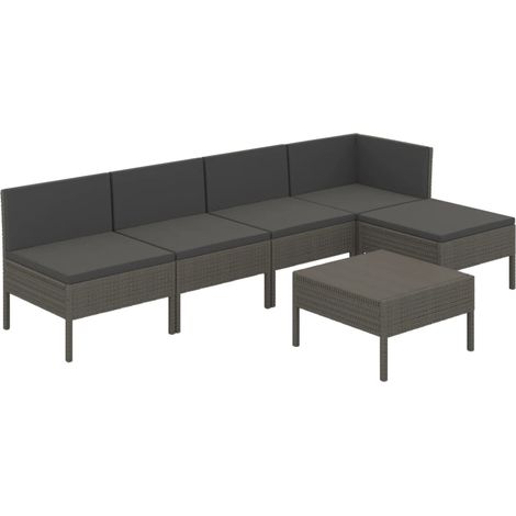 Maison Exclusive - 6-tlg. Garten-Lounge-Set mit Auflagen Poly Rat